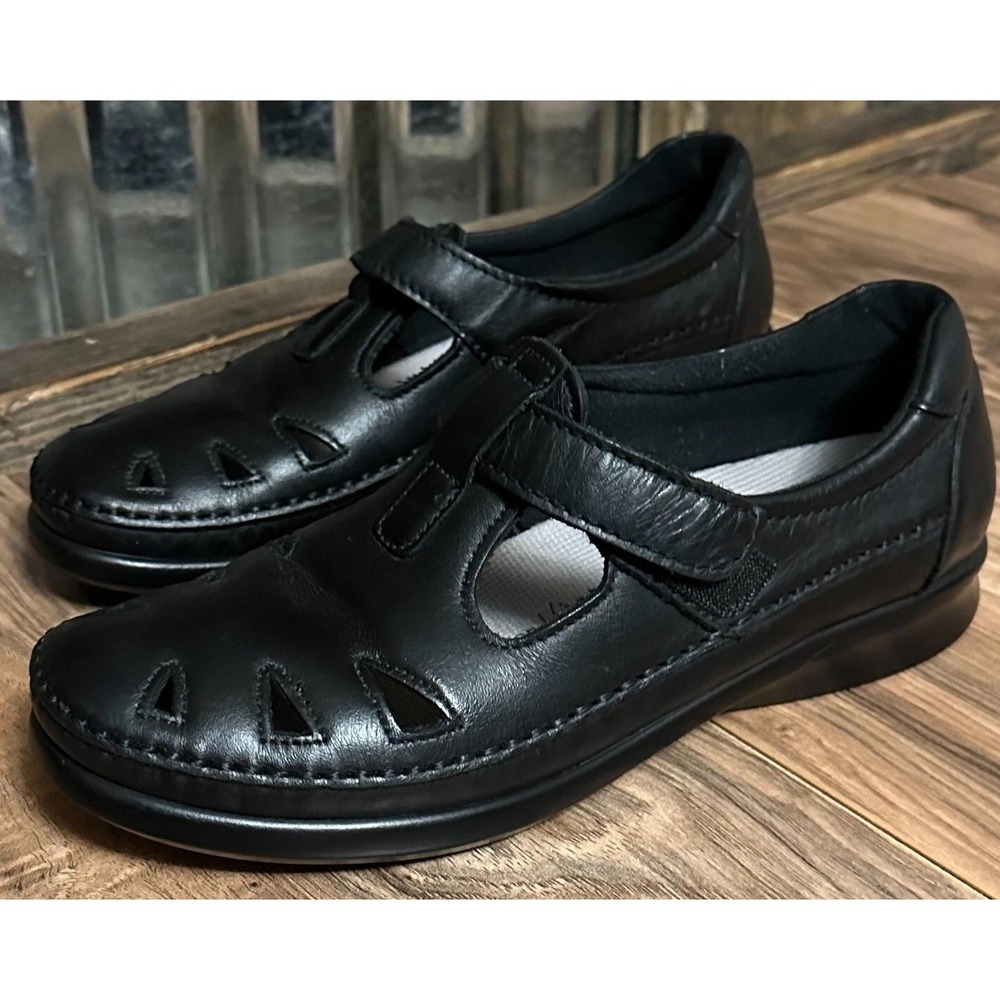 SAS Roamed Black Leather Mary Jane Slip On Tripad Comfort Shoes Size 7 N